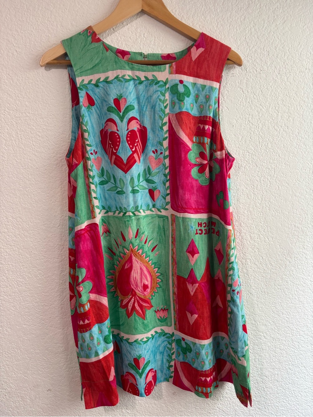 Anthropologie Paper Heart Patchwork Sleeveless Shift Dress Green Pink St Patrick